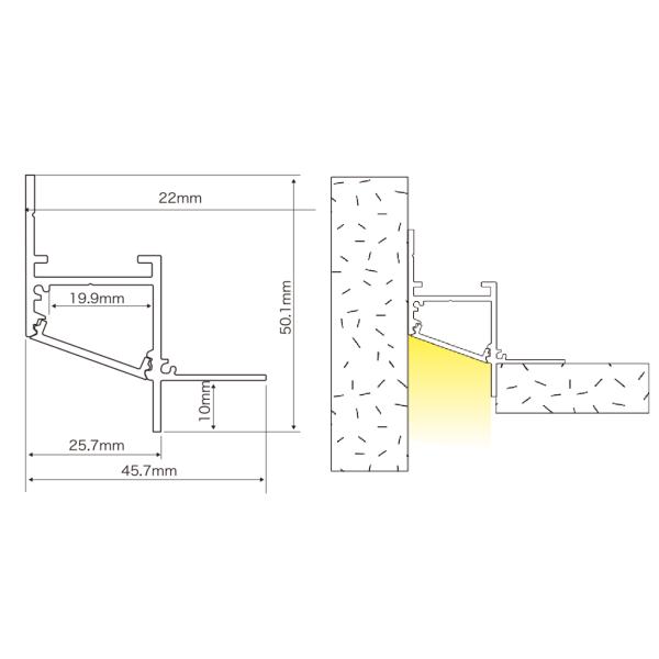 46*50mm LED Linear Light Aluminum LED Profile Strip Light For Architectural Cover