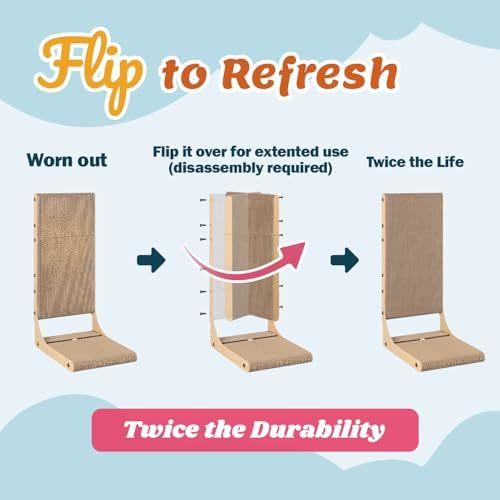 2-Pack Cat Scratching Board, 25.6'' Tall Cardboard L Shape Vertical Cat Scratchers for Indoor Cats, Cat Scratching Post