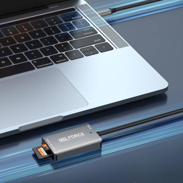 Lecteur de carte USB 3.2 de type A génération 1 2 en 1 avec câble d'extension USB A de 20 cm
