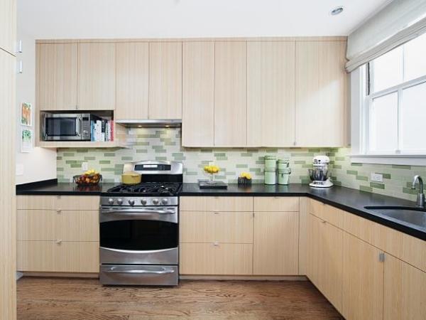 Slab High Gloss Cupboard Doors , Wood Grain Replacement Kitchen Cabinet Doors