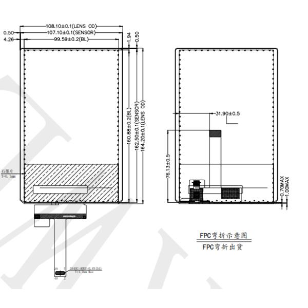 7 дюймов Высокая яркость 1100 нит TFT LCD дисплей FHD 800×1280 точек Интерфейс MIPI