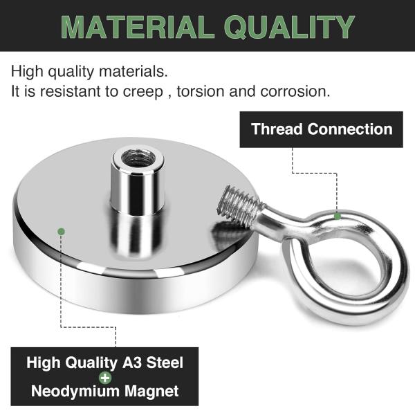 Heavy Duty Neodymium Magnet Fishing Kit With Countersunk Hole Eyebolt