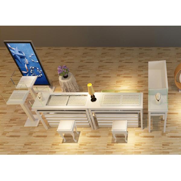 Attractive Lighted Jewelry Display Case Fully White Lacquer Color Surface