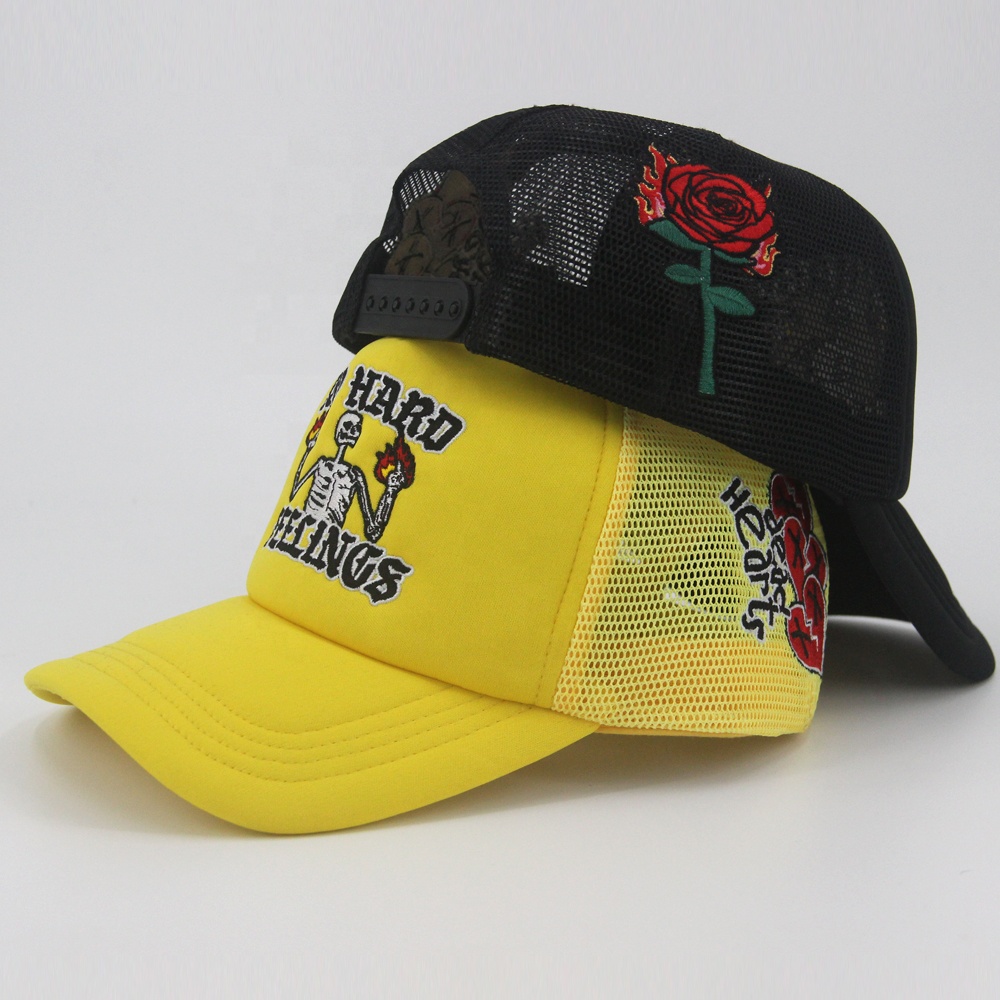 Foam 5 Panels Custom Embroidery Trucker Hats Snap Snapback Cap Breathable