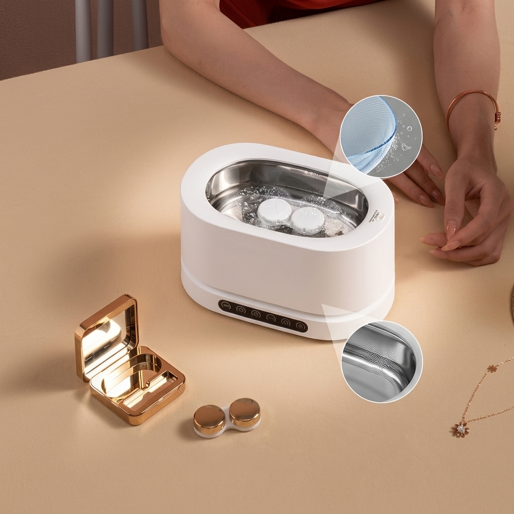 Compact Portable Ultrasonic Cleaner 450ml 18W DC12V GT-X5SE Eyeglass Ring Makeup Brush Cleaner