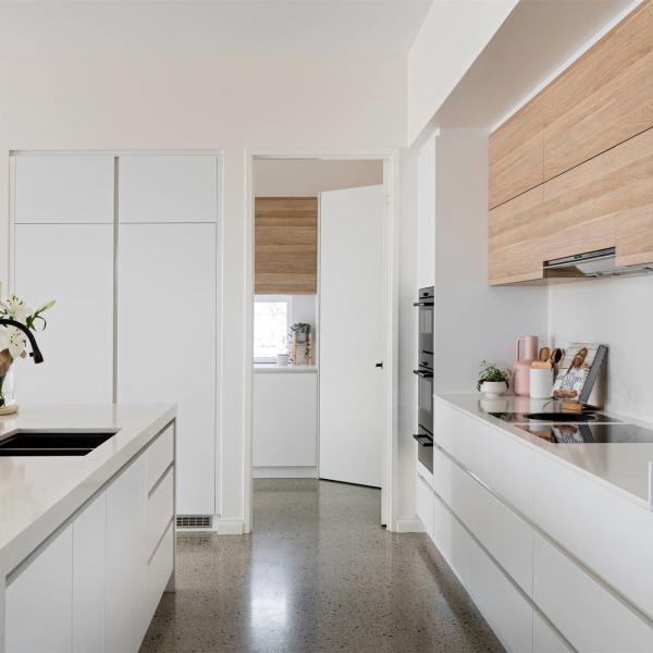 Matte White Plain Matte Beige Wood Shaker Kitchen Cabinets