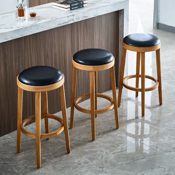 Cheap Factory Price Leather Upholstery Wooden Bar Counter Stools