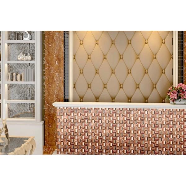 Golden 3D Arched Metallic Mosaic Tiles Trim Stainless Steel Laminate Backsplash