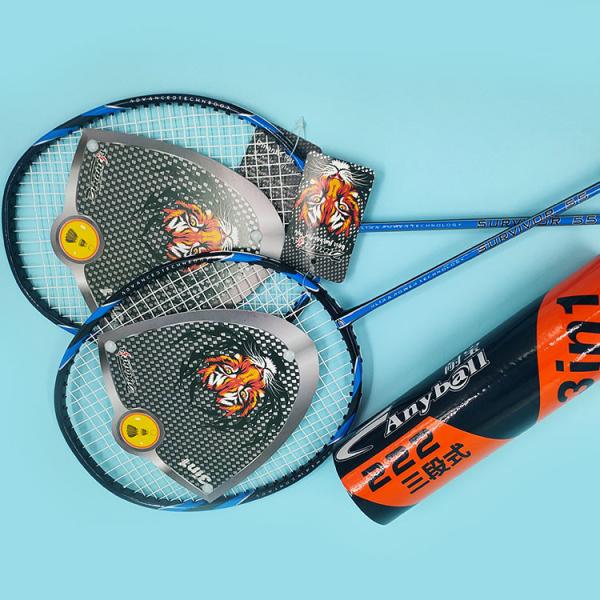 Pu Grip Badminton Racket Set Carbon Fibre Badminton Racquets With 6pcs Shuttlecork