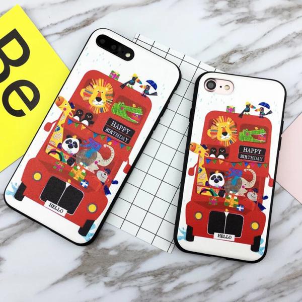 Soft TPU Silk Grain Zoo Animals Family  Pattern Back Cover Cell Phone Case For iPhone 7 6s Plus