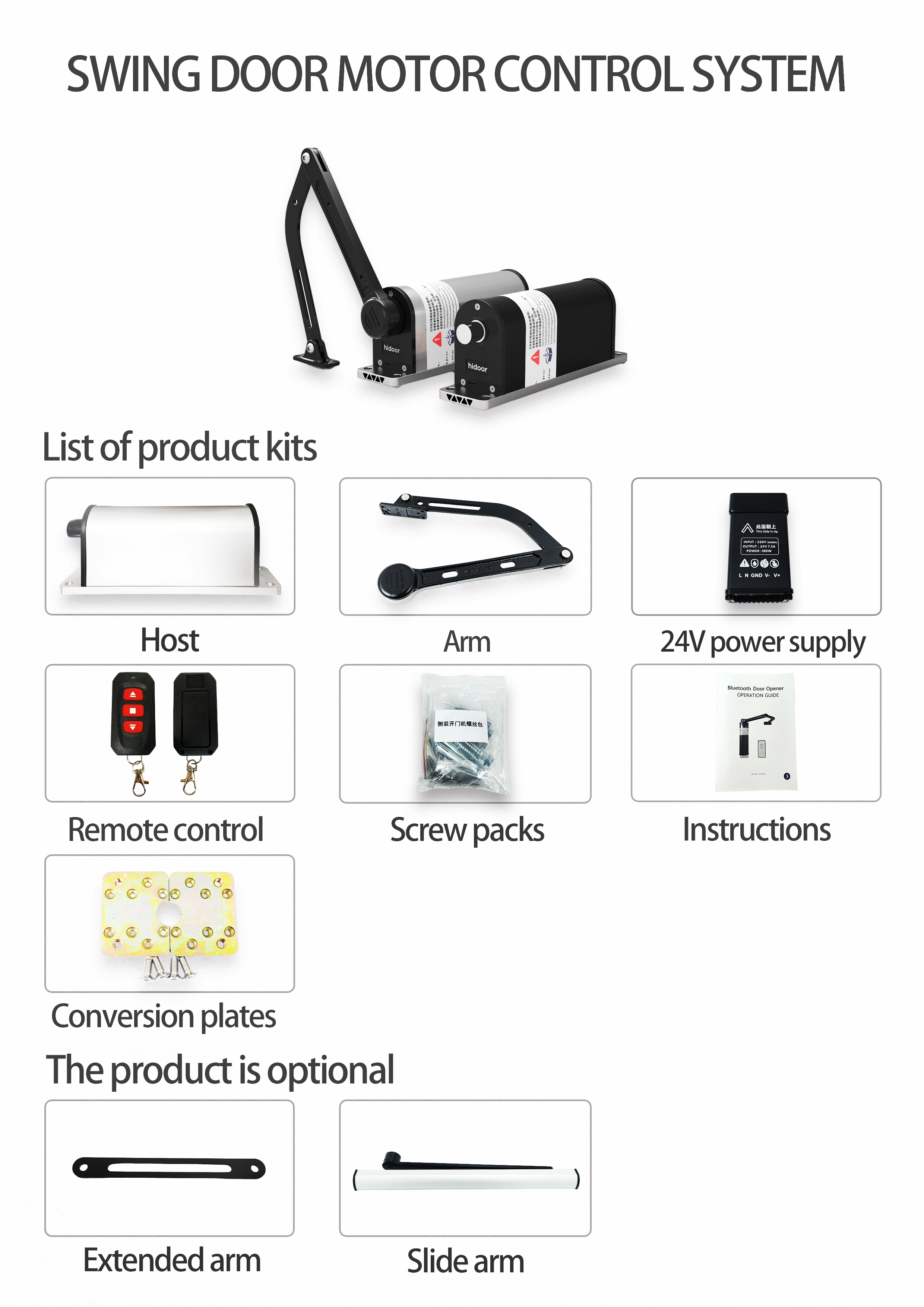 Side Mounted Swing Gate Motor With Curved Arm For Entrance Doors Community Doors