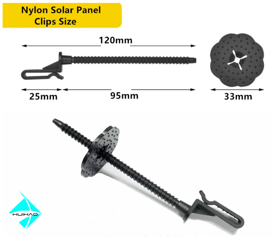 Nylon J‑shaped hooks with locking plates for fixing solar‑panel bird‑proof netting