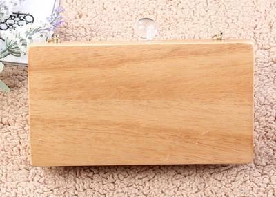 Hard Case Ladies Wooded Evening Clutch Bags With Black Velvet Lining