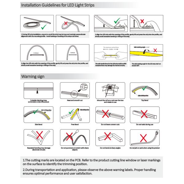 19X21 Anti Glare Free Bend Wall Washer Strip Light 2835 2700K 3000K 4000K 6500K 24V