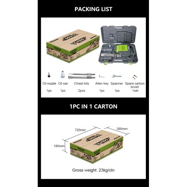 1500W Heat Resistant 60J Demolition Rotary Jack Hammer