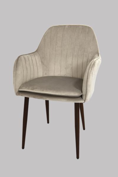 Dining Fabric Accent Chair Velvet With Wood Grain Heat Transfer Printing