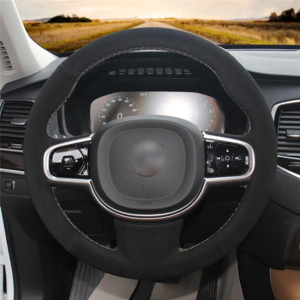 Leather Suede Steering Wheel Cover for Volvo C70 S40 S60 S80 V40 V50 V60 V70 2014 XC60 XC70 XC90