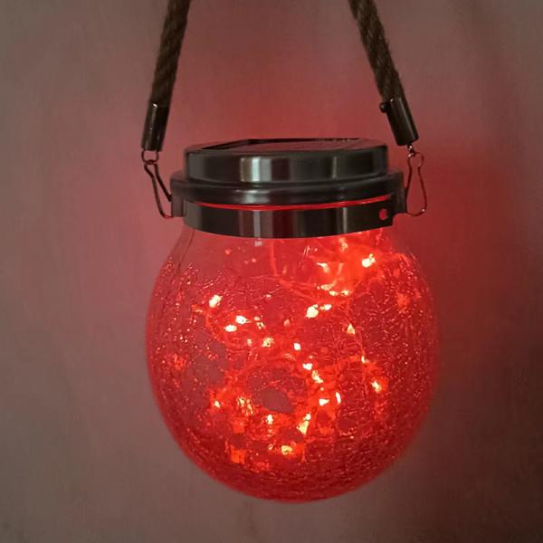 Crackle LED Solar Lights Patio Glass Hanging Lights Wishing Christmas Mason Jar Lights