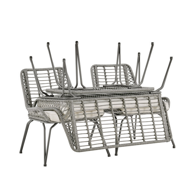 Metal Frame Garden Set 4 Seating Balcony Furniture Plastic Rattan Patio Furniture