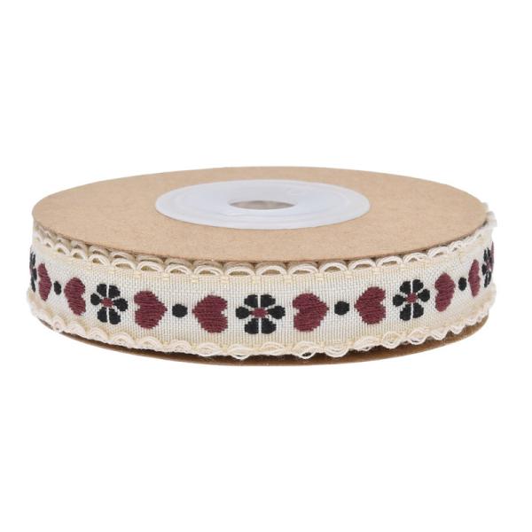 Jacquard 12mm Floral Wired Ribbon ISO14001 Vintage Floral Ribbon