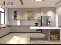 El gabinete de cocina de acero inoxidable con integración perfecta