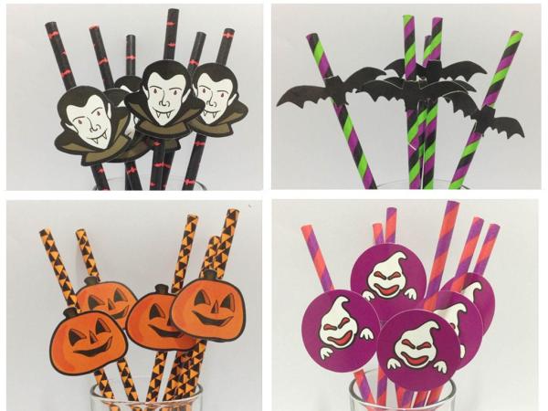 Pumpkin Halloween party supplies paper straws