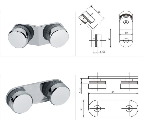 Customizable Glass Shower Hinge Brass Corrosion Resistance For Bathroom