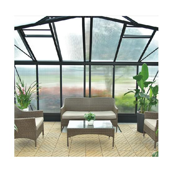 luxury hobby clear glass greenhouse,greenhouse kits with PC , heavy duty aluminum frame 14x14ft