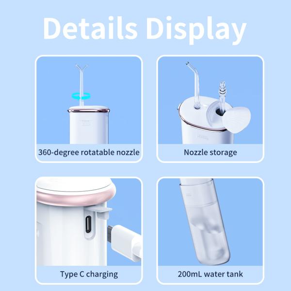 ODM sem corda impermeável do OEM da picareta do dente da água de Flosser da água IPX7 para o presente da casa do curso