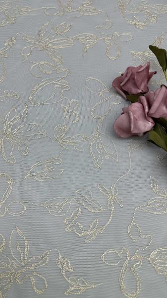 French Tulle Lace With Embroidered Thread Ultra-Fine Mesh For Sheer Elegance With Subtle Shine
