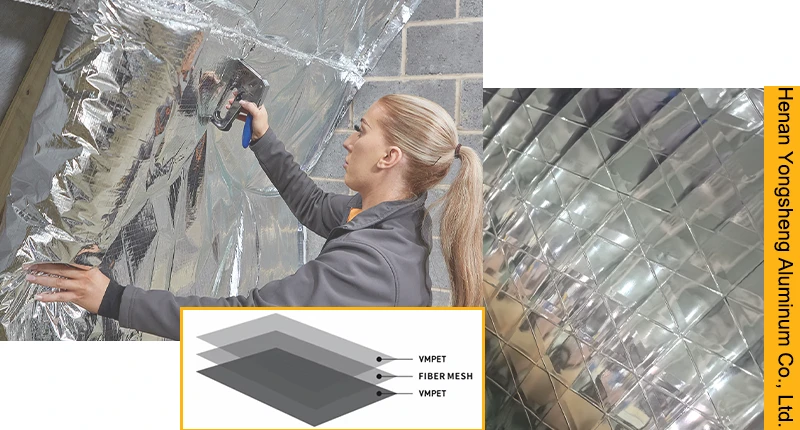 Película de aluminio reforzada de rombo para aislamiento térmico de revestimiento metalizado de película de poliéster