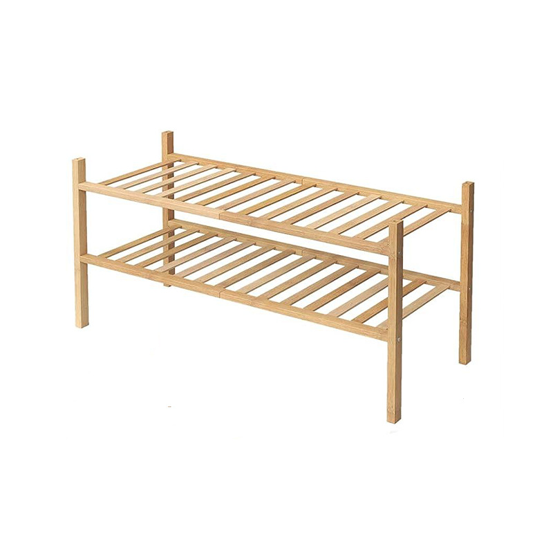 Double-Layer Bamboo Shoe Rack for Bedroom and Living Room Durable Wood Storage Rack with Balcony Flower Pot Succulent Pot Racks