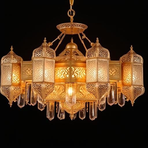 Brass Base Vintage Copper Chandelier with E14 Bulb and Dimmer Support
