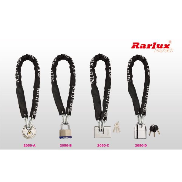 Best Selling Rarlux Model 2325 8mm Durable Security Hardened Anti-Theft Iron Motorcycle Padlock Waterproof Key Unlock High
