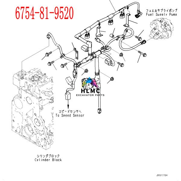 6754-81-9520 Excavator PC200-8MO PC220-8MO Engine 6D107 Wiring Harness