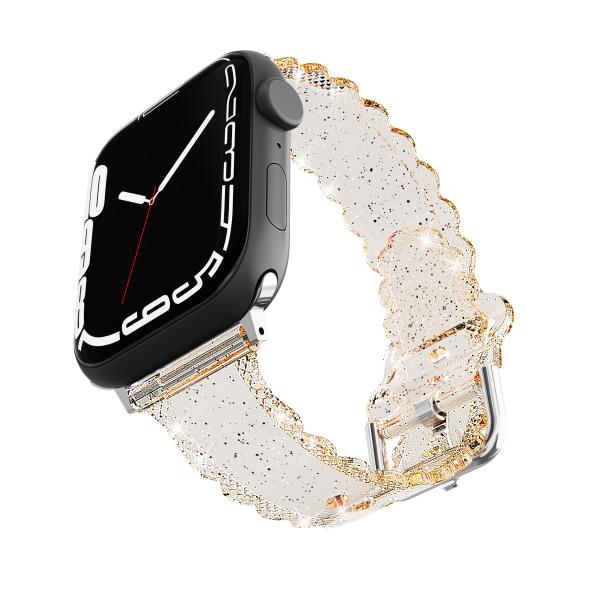 Estilo de lujo popular para el reloj Apple 45mm Clear Glitter Lace Diamond Replacement Band