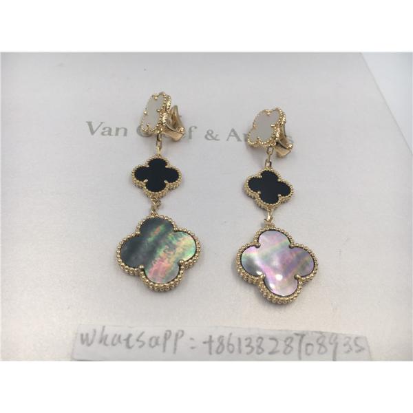 Van Cleef Arpels Magic Alhambra earrings 18k yellow gold with white and gray mother-of-pearl
