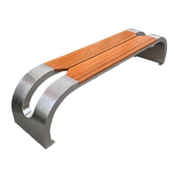 Hot Sale Wooden Surface Metal Legs Bench Outdoor Modern Curved 3 Seat Bench