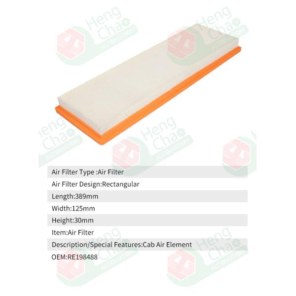 Фильтр делая продукцией оборудования прямоугольный воздушный фильтр Re198488 автомобиля