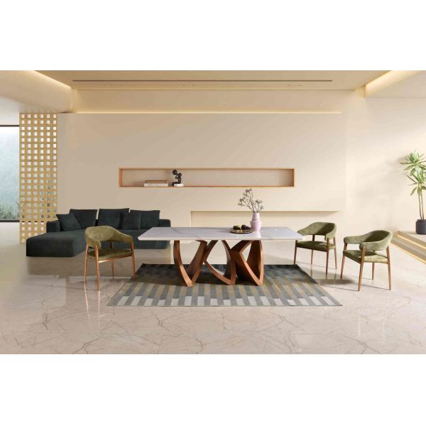 T1033 Unique Intertwined Base Marble Dining Table