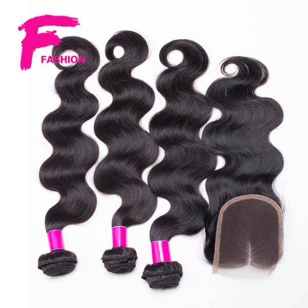 3 Bundles Brazilian Virgin Hair Weft Body Wave With Closure 7A Human Hair Bundles Weave