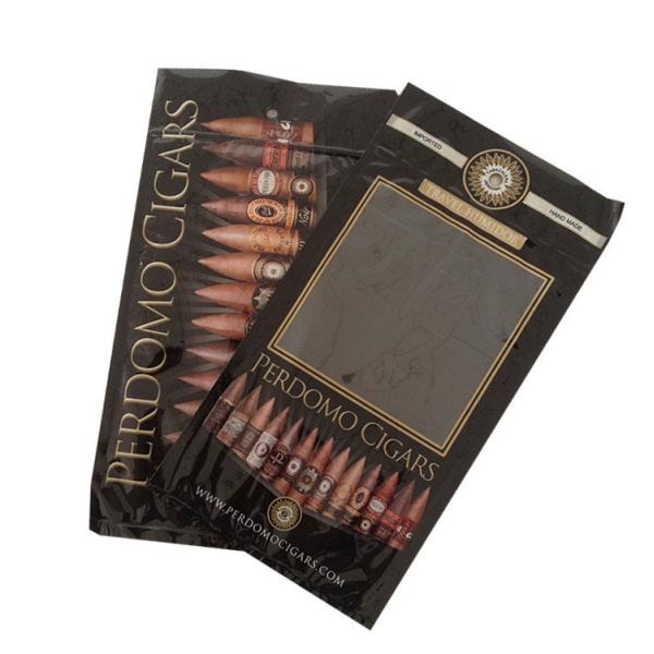 Custom printed three side seal resealable k cigar tobacco leaf plastic packaging bag