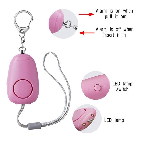 4.96 Ounces Personal Keychain Alarm CE Double LED Lights Emergency Self Defense 130dB