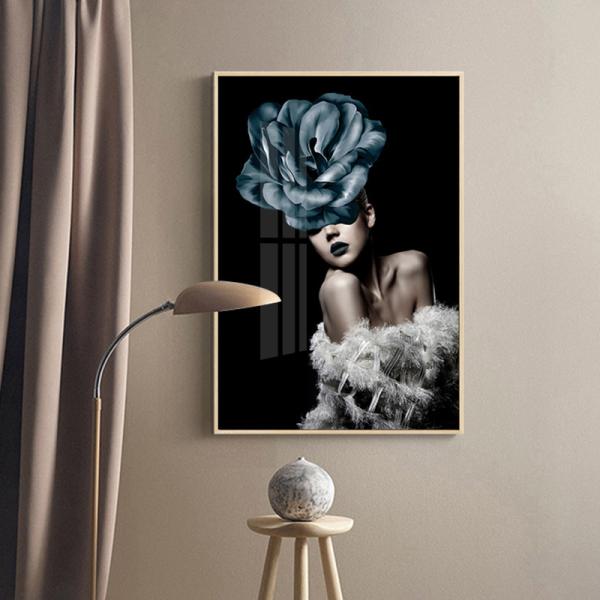 Abstract Figure Wall Art Wowen Girl Crystal Porcelain Painting Living Room Decor Custom Size