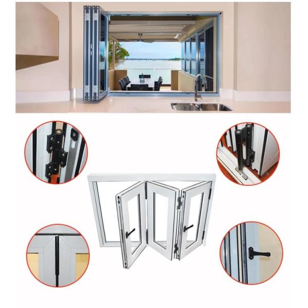 ODM Smooth Folding Glass Windows, Clear Anodised Aluminium Windows