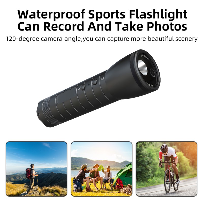 Helmet Recorder Cameras, Outdoor Waterproof Flashlight Recorder, Motorcycle Bike Riding 1080P HD Video Sports Camera for Camping