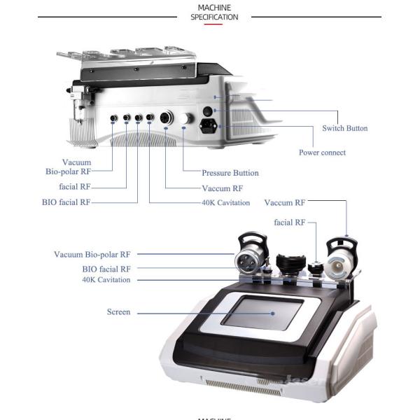 Жирная потеря 5 в 1 приборе ультразвукового тела вакуума 40K RF машины кавитации тонком