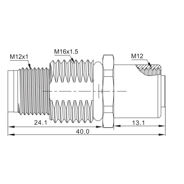 M12 Male To Female Base,Front Mounting,M16 Fastening Thread,M12 female to male panel mount connector