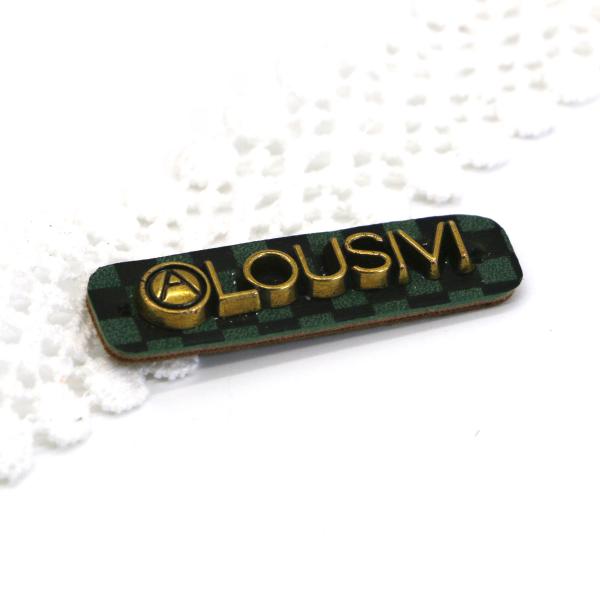 Green Leather Patches For Clothes Copper Material Logo Pattern OEM ODM