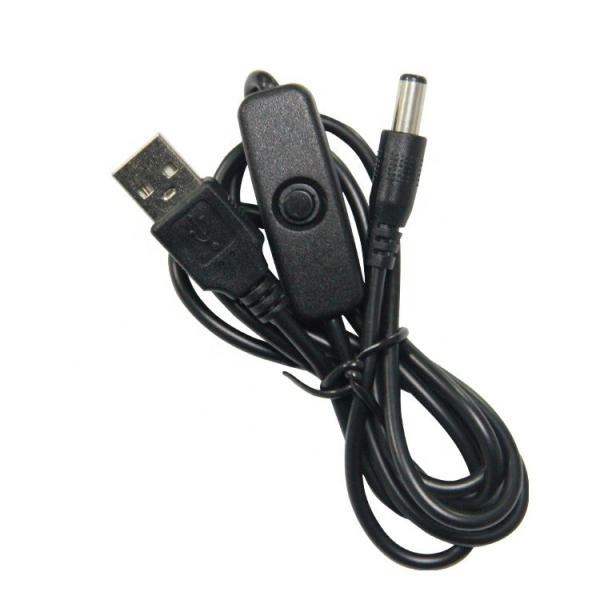High Quality Power ON OFF Switch USB to DC 5.5x2.1mm Charger Cable for Led Strip Lamp Light Fan